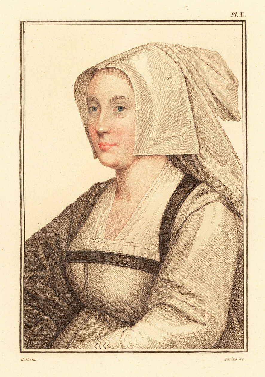 Ismeretlen nő portréja VIII. Henrik király udvarából, 1812 (metszet) alkotó: Hans (after) Holbein the Younger