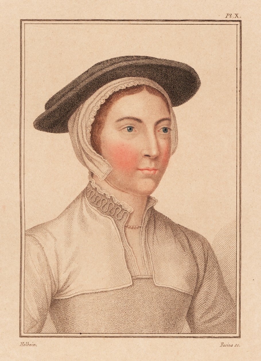 Ismeretlen nő portréja VIII. Henrik király udvarából, 1812 (metszet) alkotó: Hans (after) Holbein the Younger