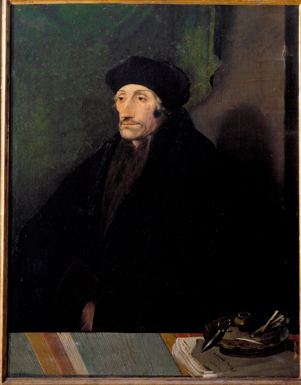 Rotterdami Erasmus holland humanista portréja alkotó: Hans (attr. to) Holbein the Younger