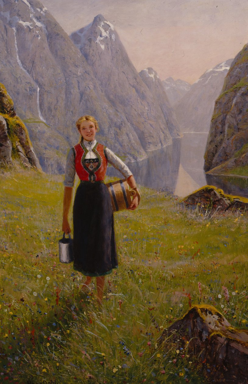 Dairymaid (olaj, vászon) alkotó: Hans Andreas Dahl