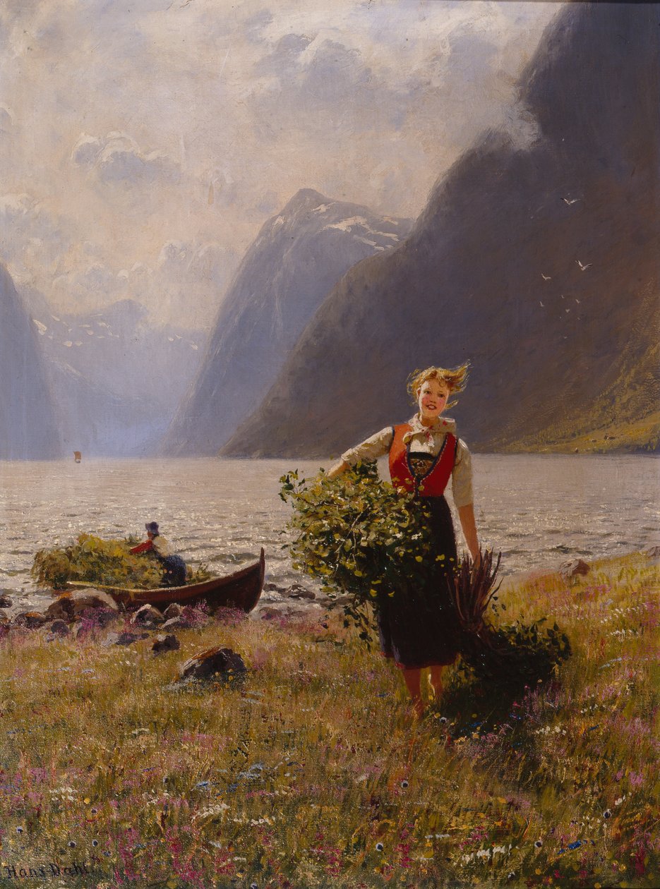 Dairymaid and Bunch of Leaves (olaj, vászon) alkotó: Hans Andreas Dahl