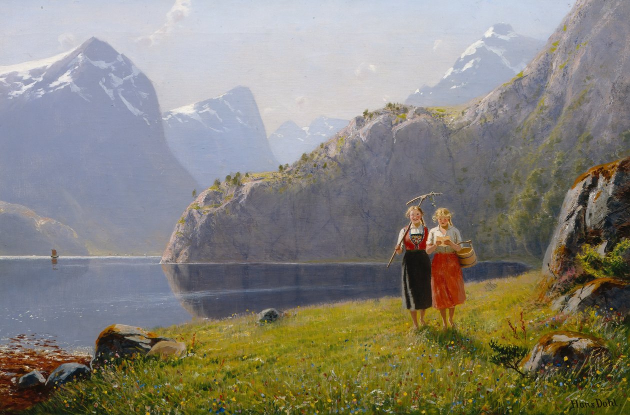 Nyári nap Balestrandban (olaj, vászon) alkotó: Hans Andreas Dahl