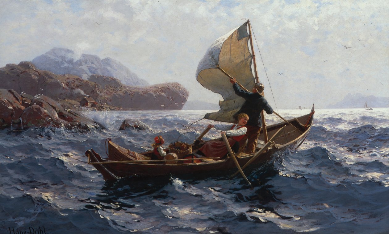 Nő, férfi és gyermek Oselverben (olaj, vászon) alkotó: Hans Andreas Dahl
