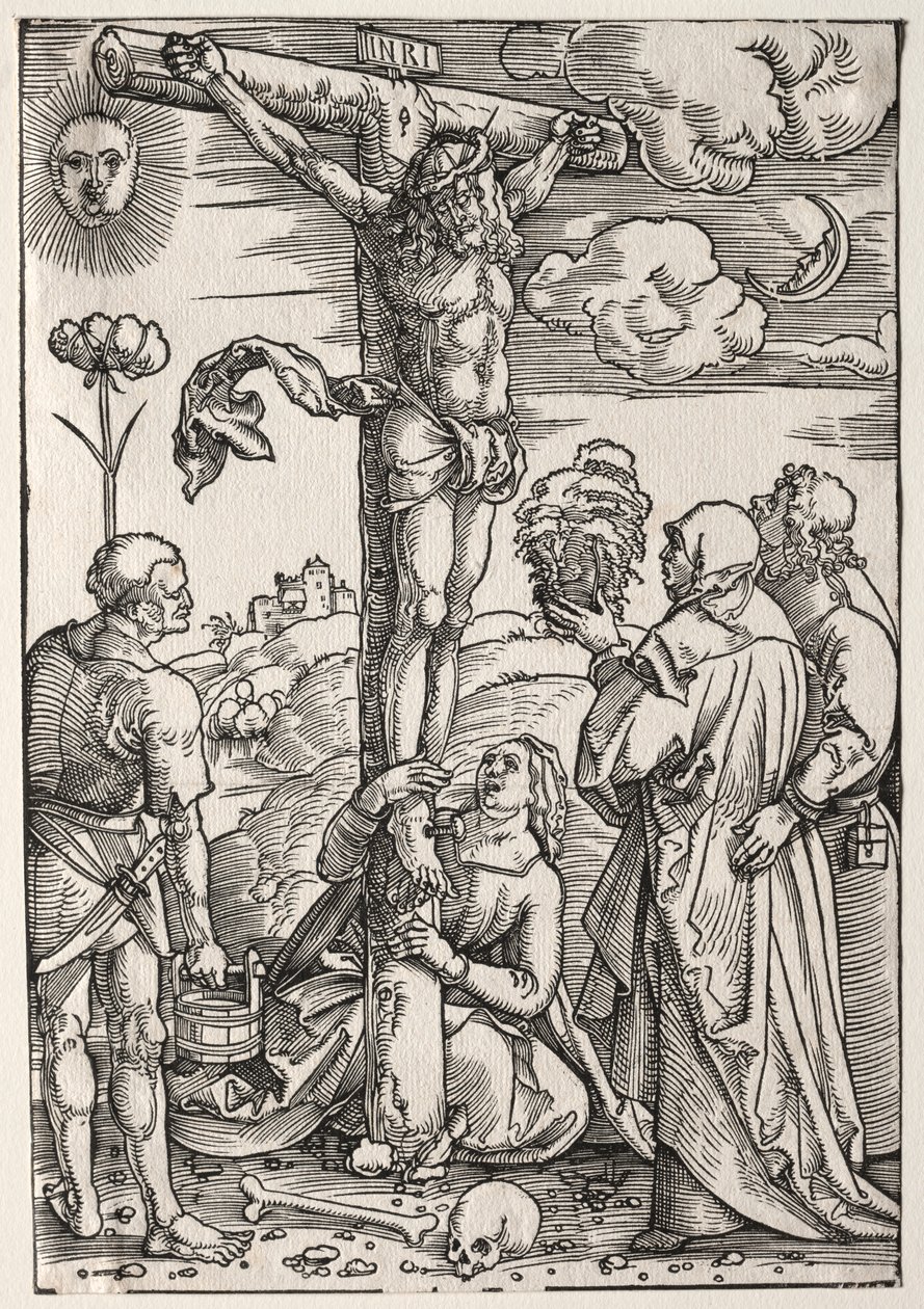 Krisztus a kereszten Máriával, Szent Jánossal, Mária Magdolnával és Szent Istvánnal alkotó: Hans Baldung