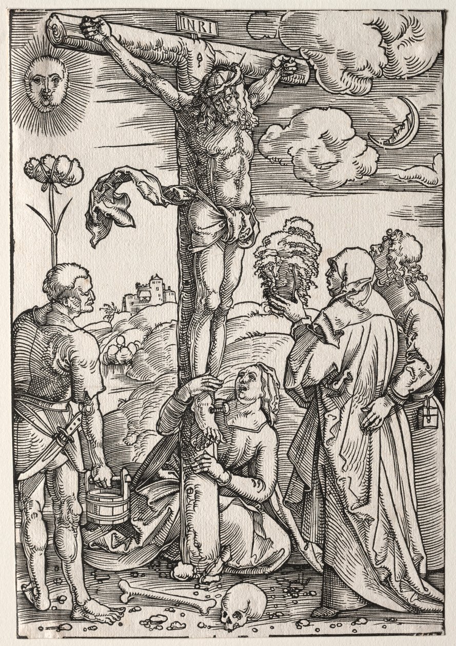 Krisztus a kereszten Máriával, Szent Jánossal, Mária Magdolnával és Szent Istvánnal, 1505. alkotó: Hans Baldung