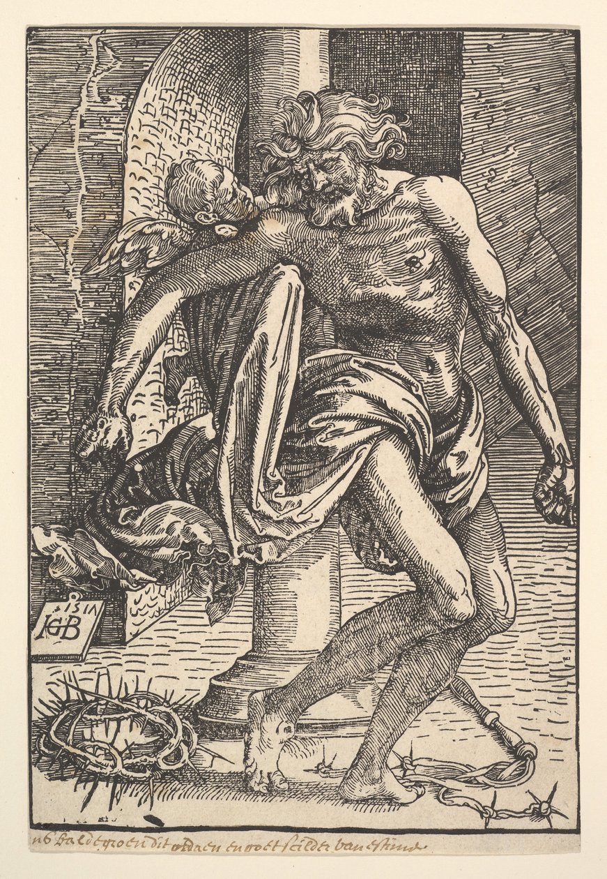Krisztus a kínzóeszközökkel, egy kis angyal által támogatott, 1517. alkotó: Hans Baldung