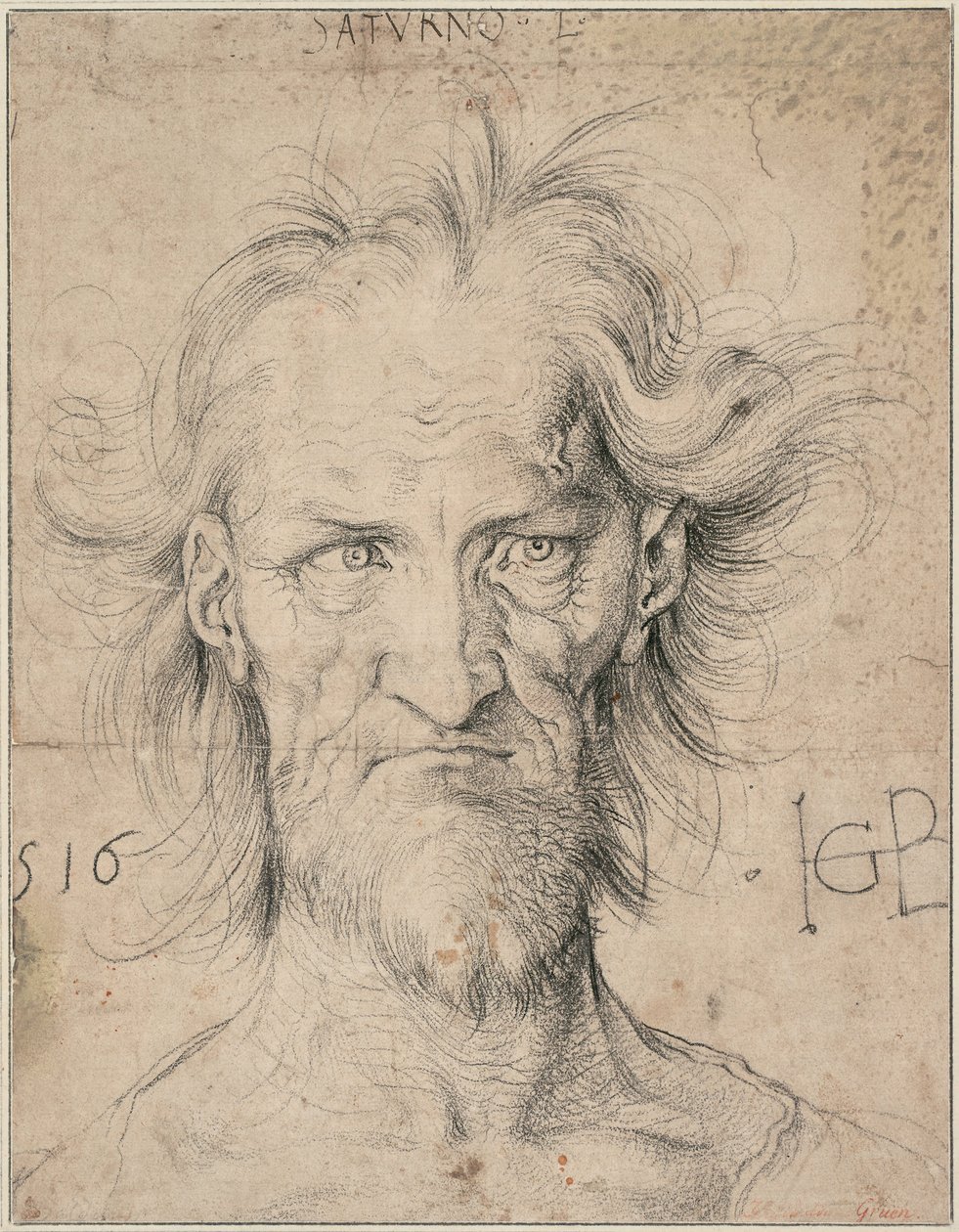 Egy szakállas öreg, Szaturnusz feje, 1516 alkotó: Hans Baldung