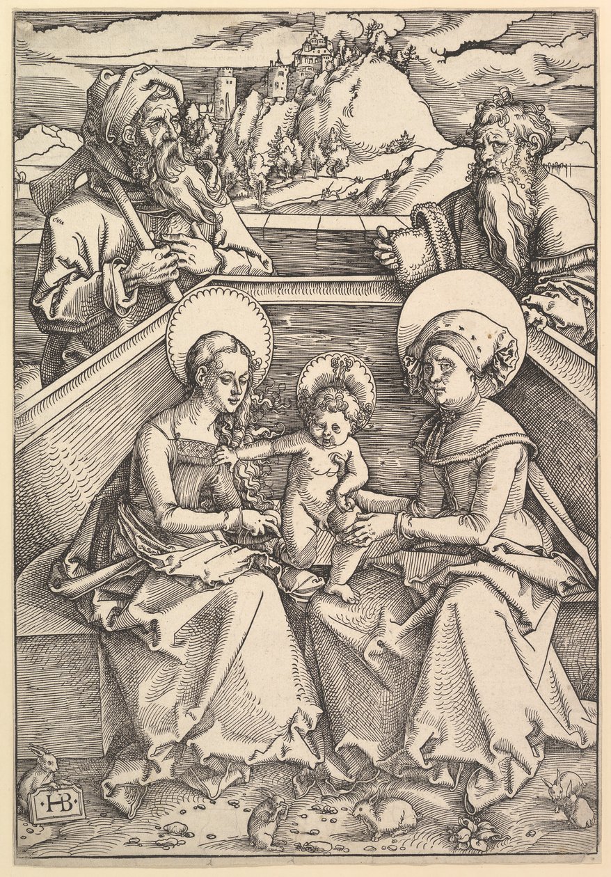 A Szent Család Szent Annával és Szent Joachimmal. alkotó: Hans Baldung