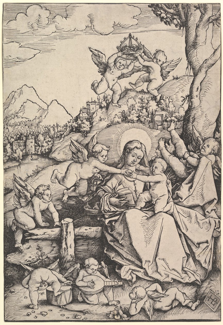 A Szűz és a Gyermek nyolc angyallal egy tájban, 1511. alkotó: Hans Baldung