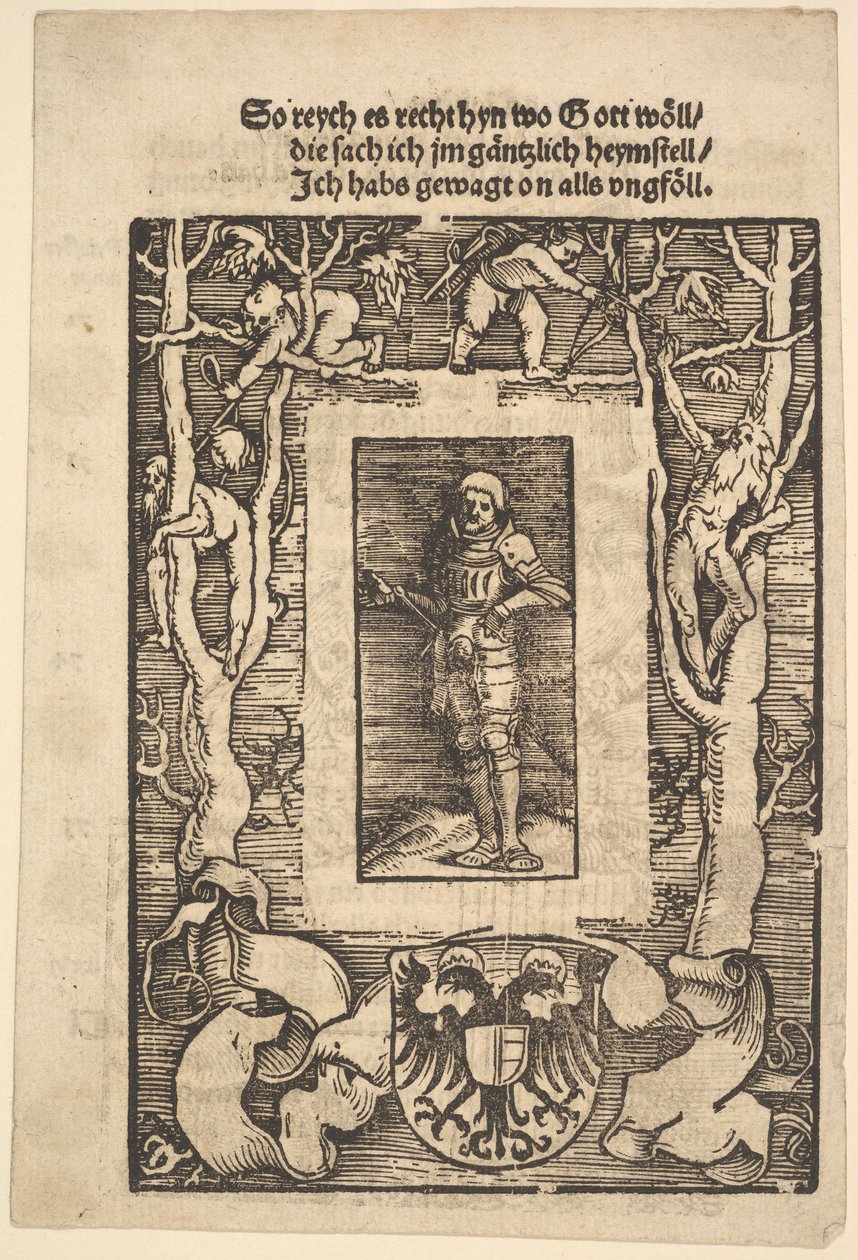 Cím: Határ páncélos emberrel a központban, 1513. alkotó: Hans Baldung