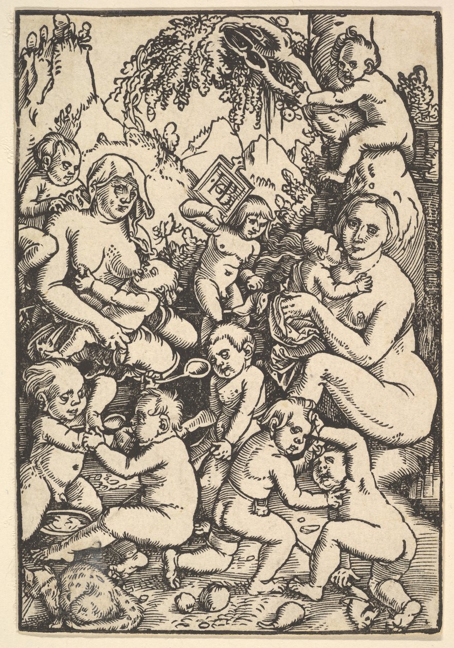 Két gyermekes anya hal meg Kinderaue, kb. 1512. alkotó: Hans Baldung