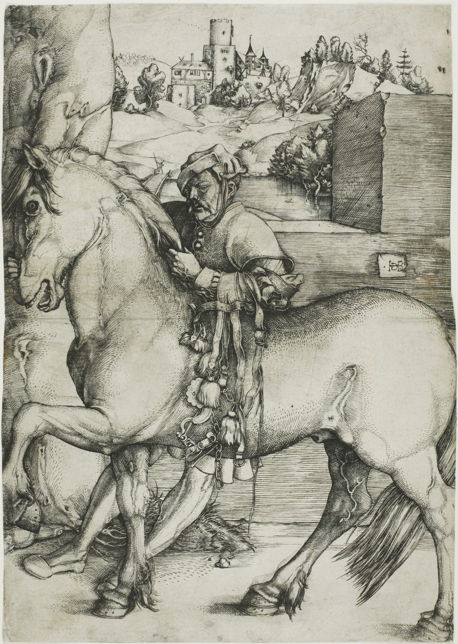Egy vőlegény, aki lovat fékez alkotó: Hans Baldung Grien