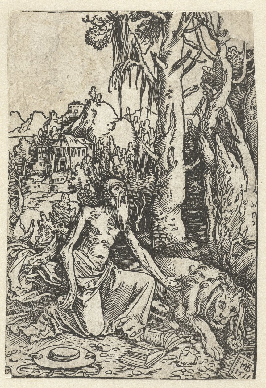 Szent Jeromos, mint bűnbánó a sivatagban alkotó: Hans Baldung Grien