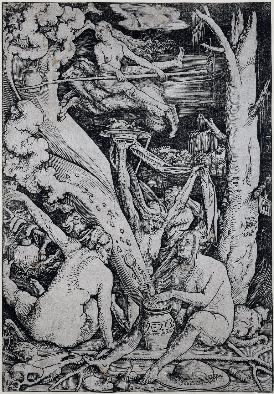 A boszorkányok varázsolnak a Boszorkányszombaton alkotó: Hans Baldung Grien