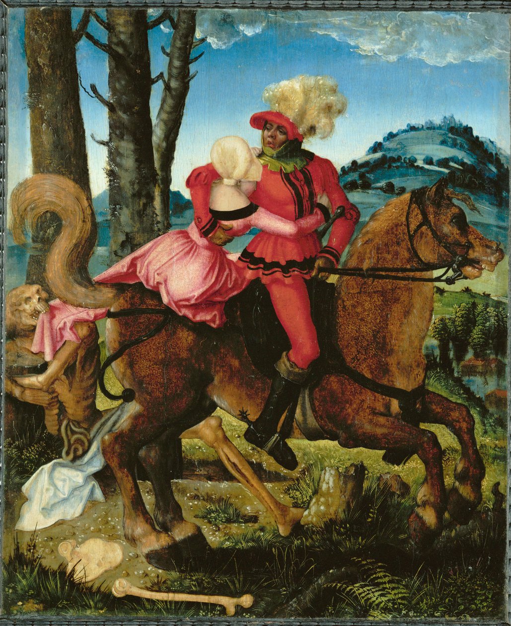 Lovag, szűz és halál (festmény fára) alkotó: Hans Baldung Grien