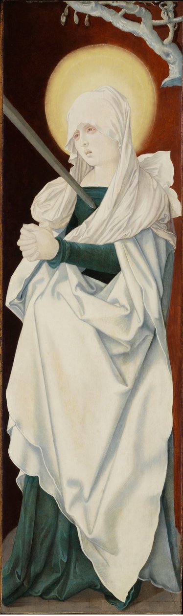 La Vierge des douleurs – A szomorúság szűze (Mater dolorosa), szerző: Baldung (Baldung Grien), Hans (1484-1545). Olaj, fa, c. 1516. Méretek : 152,2x46 cm. Szepmuveszeti Múzeum, Budapest alkotó: Hans Baldung Grien