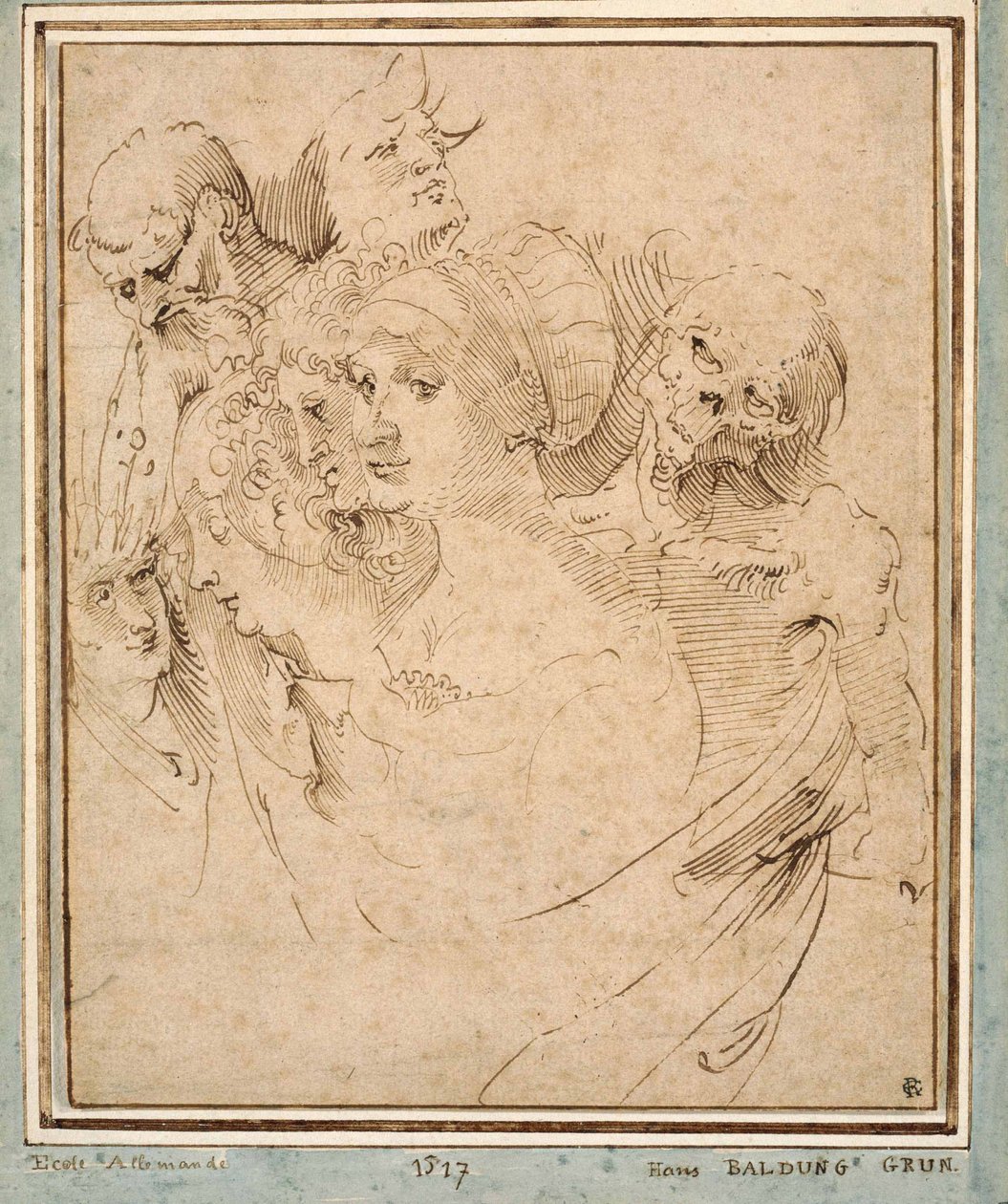 "" La mort representee avec sept tetes "" (A halál hét fej között) Dessin de Hans Baldung (Baldung Grien) (1484-1545) vers 1515 Collection privee alkotó: Hans Baldung Grien