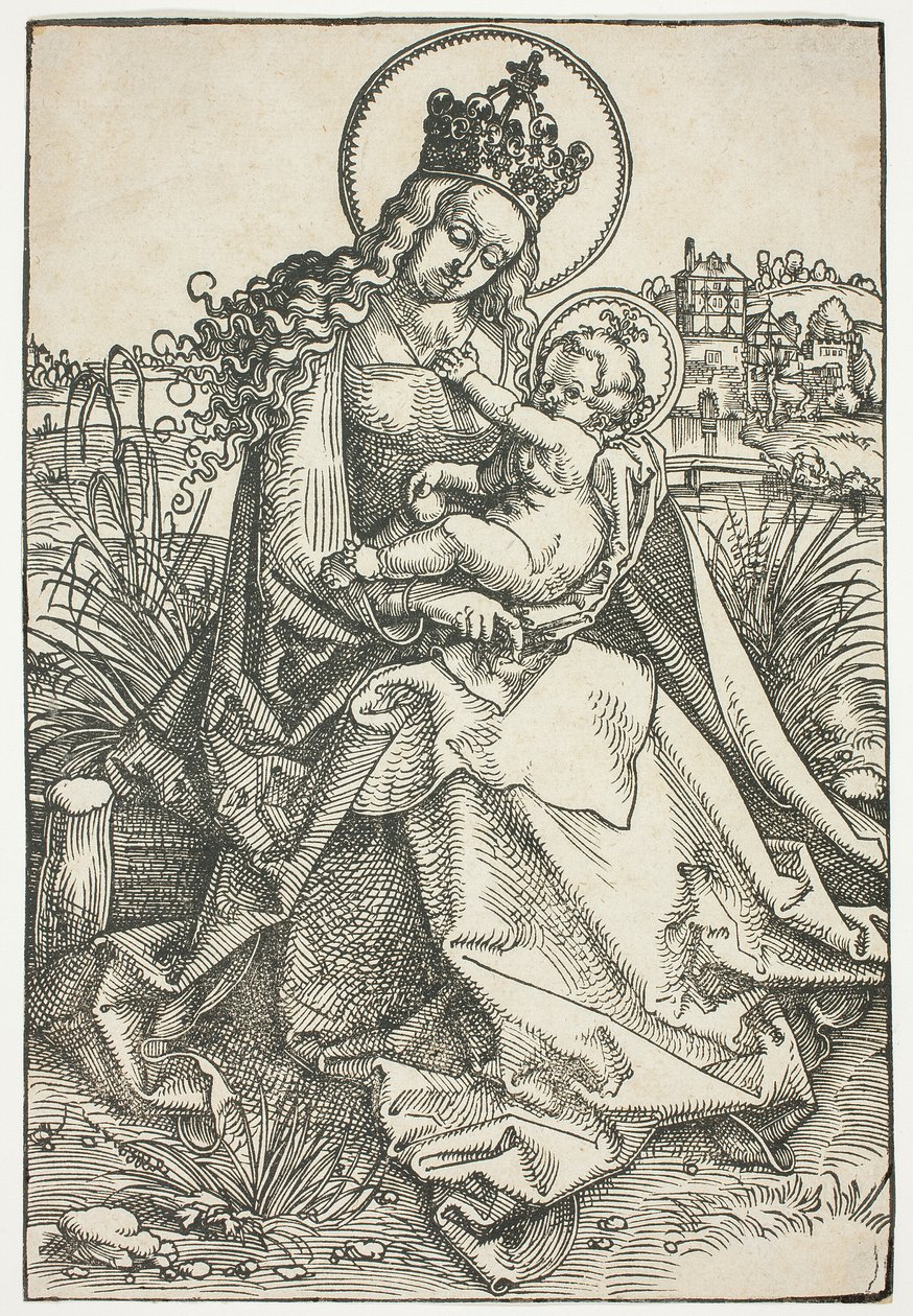 Madonna és a gyermek egy füves padon alkotó: Hans Baldung Grien