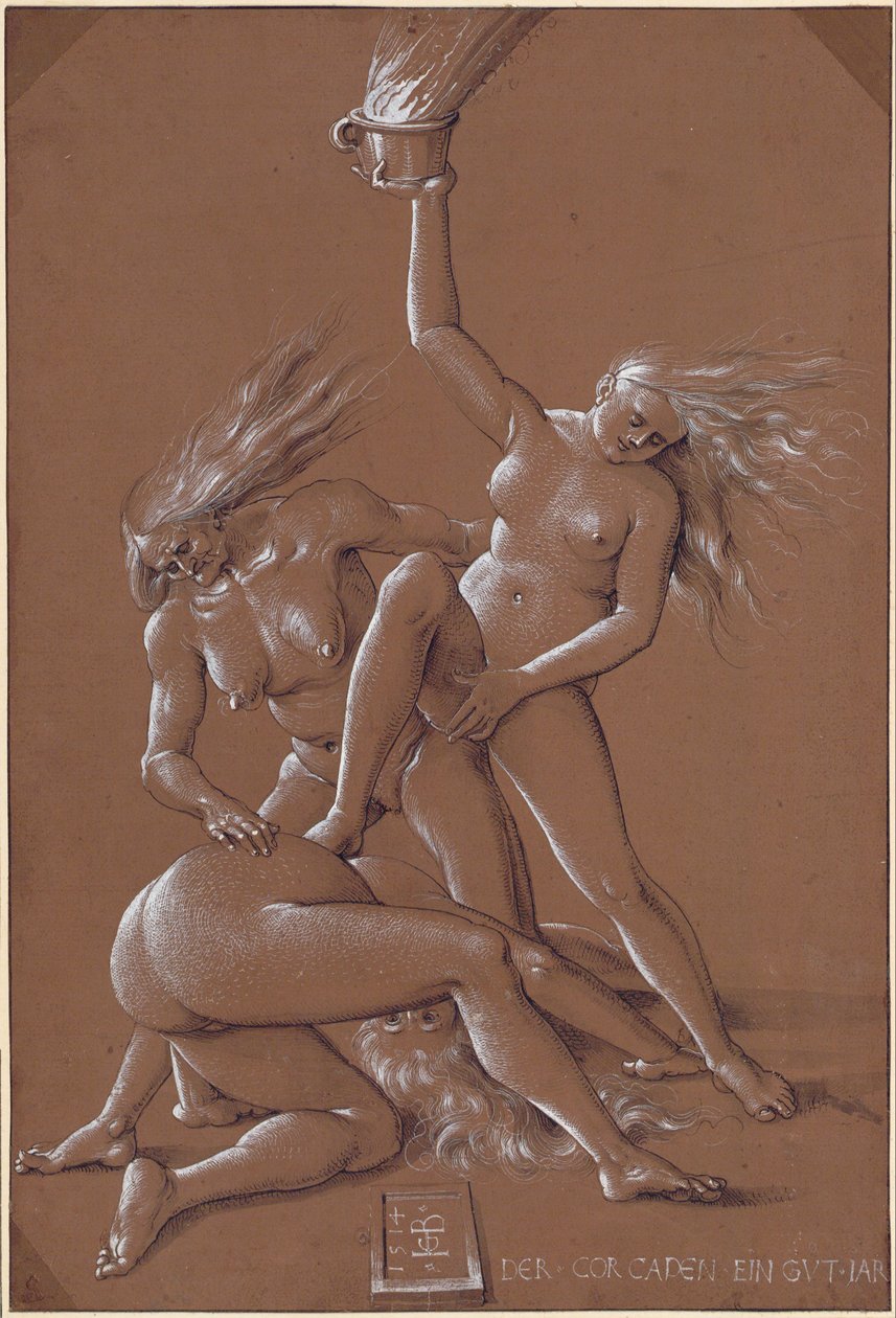 Újévi köszöntő három boszorkánnyal, 1514 alkotó: Hans Baldung Grien