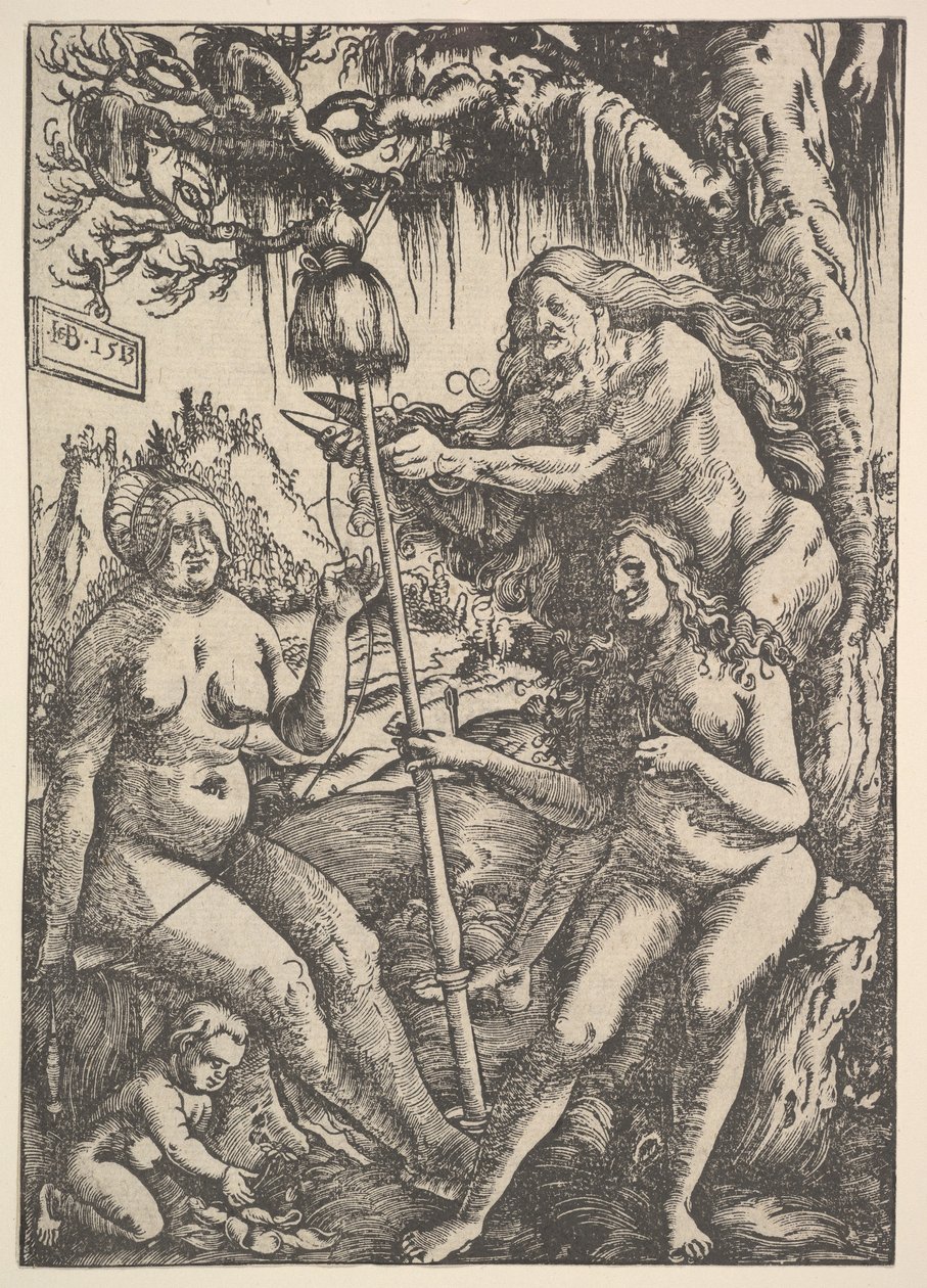 A három sors: Lachesis, Atropos és Klotho, 1513 alkotó: Hans Baldung Grien
