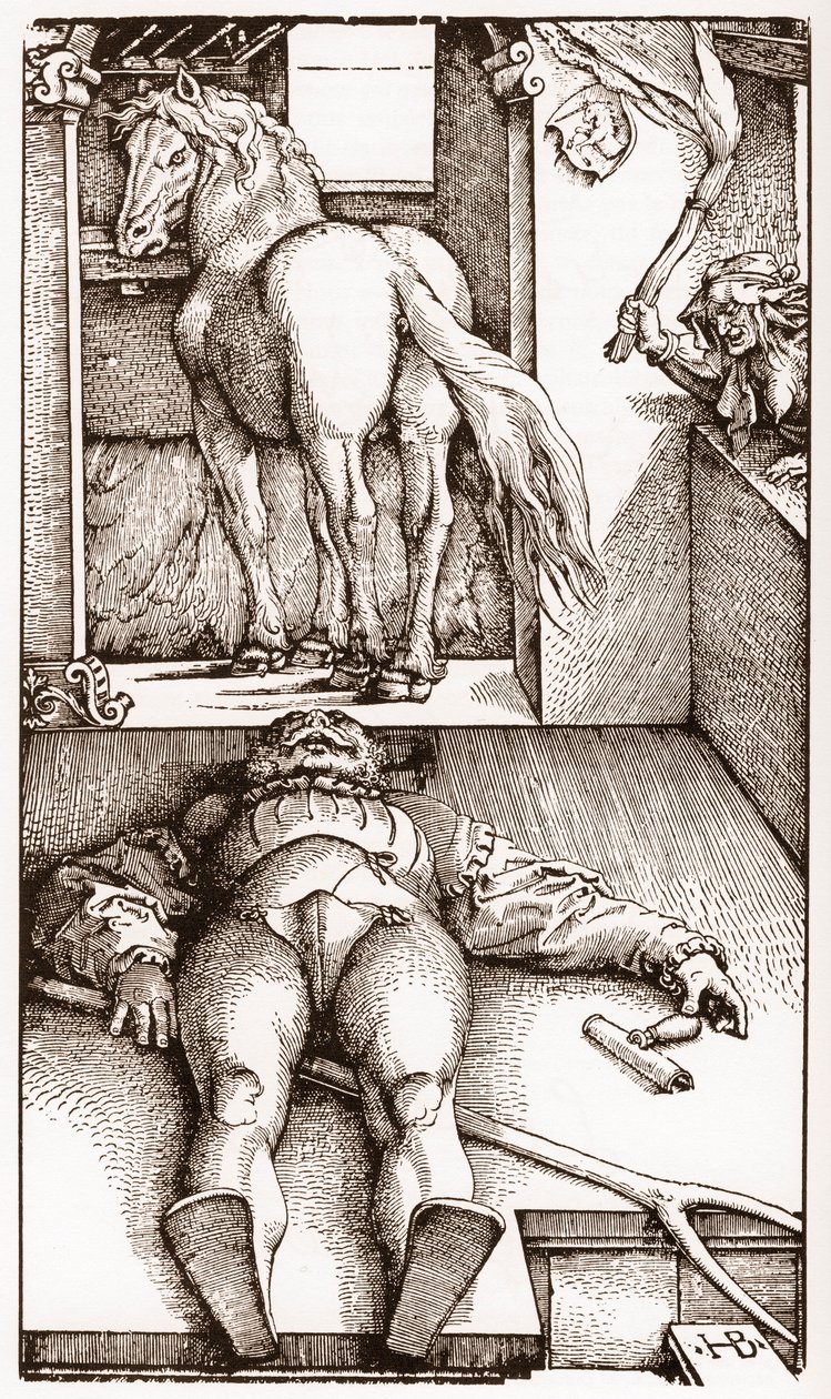 A megbabonázott sápadtvirág - (Alvó vőlegény és varázslónő) fametszete, Hans Baldung Grien (1485-1544) 1544 körül - alkotó: Hans Baldung Grien