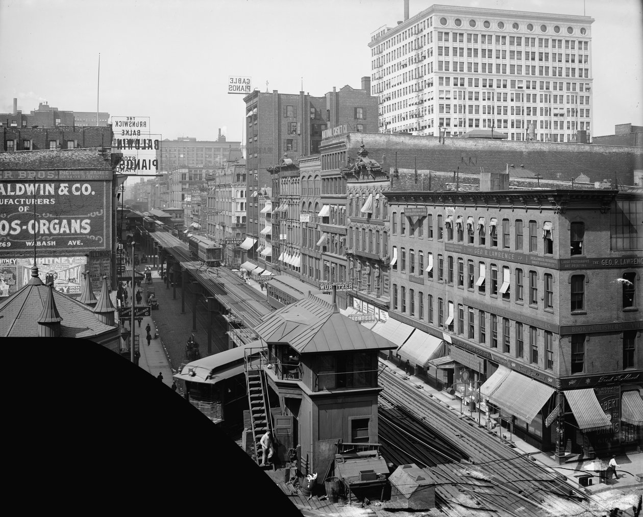 Magasvasút, Wabash Avenue, Chicago, Illinois, 1900-1910 körül (f/w fotó) alkotó: Hans Behm