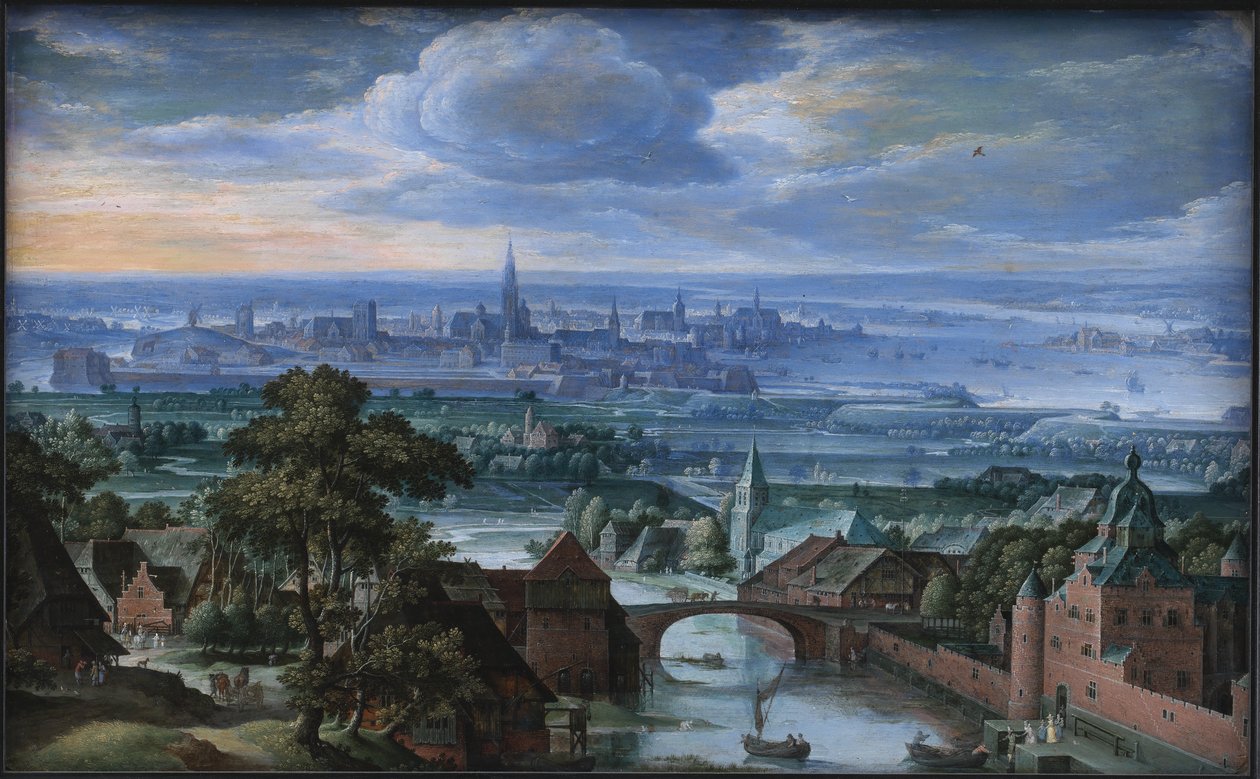 Táj, kilátással Antwerpenre alkotó: Hans Bol