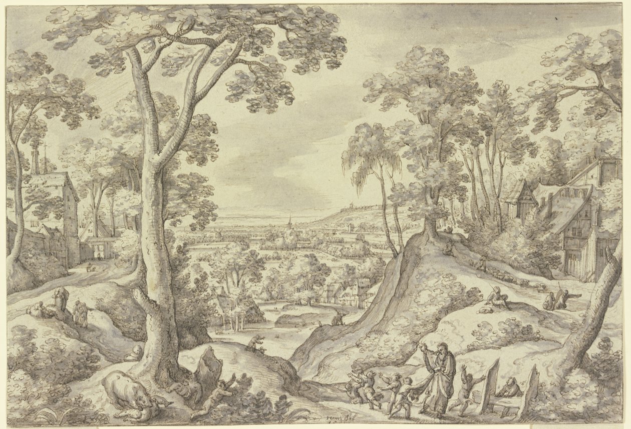 Tájkép Elizeus prófétával alkotó: Hans Bol