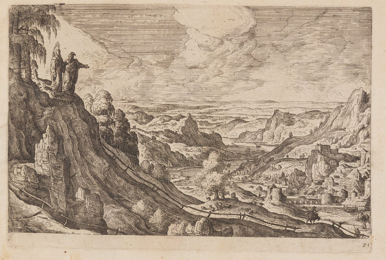 21. tábla, az Ó- és Újszövetségből és Ovidius Metamorfózisaiból származó tájképek jelenetekkel alkotó: Hans Bol