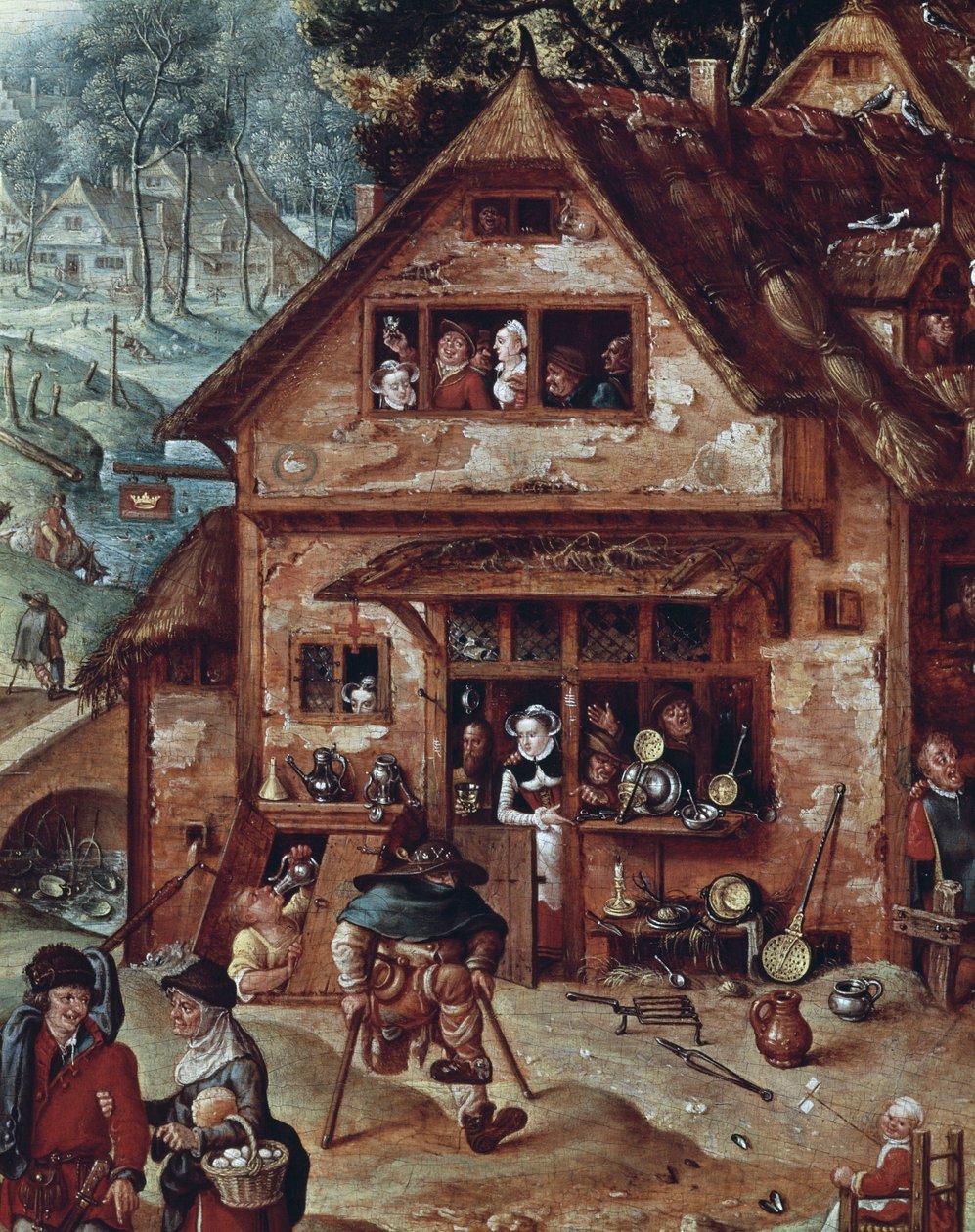 Taverna, falusi jelenet részlete, Hans Bol (1534-1593) festménye alkotó: Hans Bol