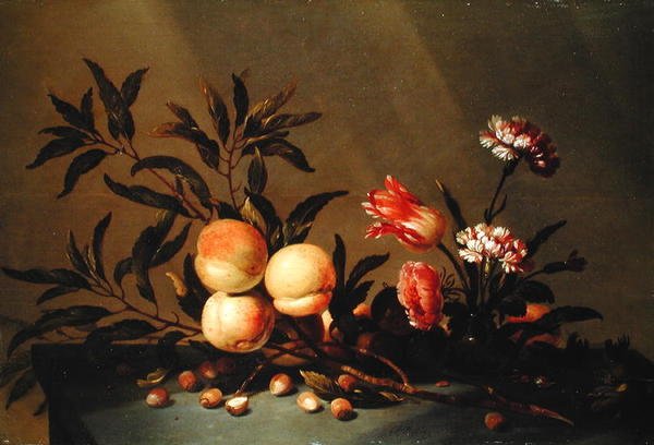 Barack- és virágcsendélet, 1641 alkotó: Hans Bollongier