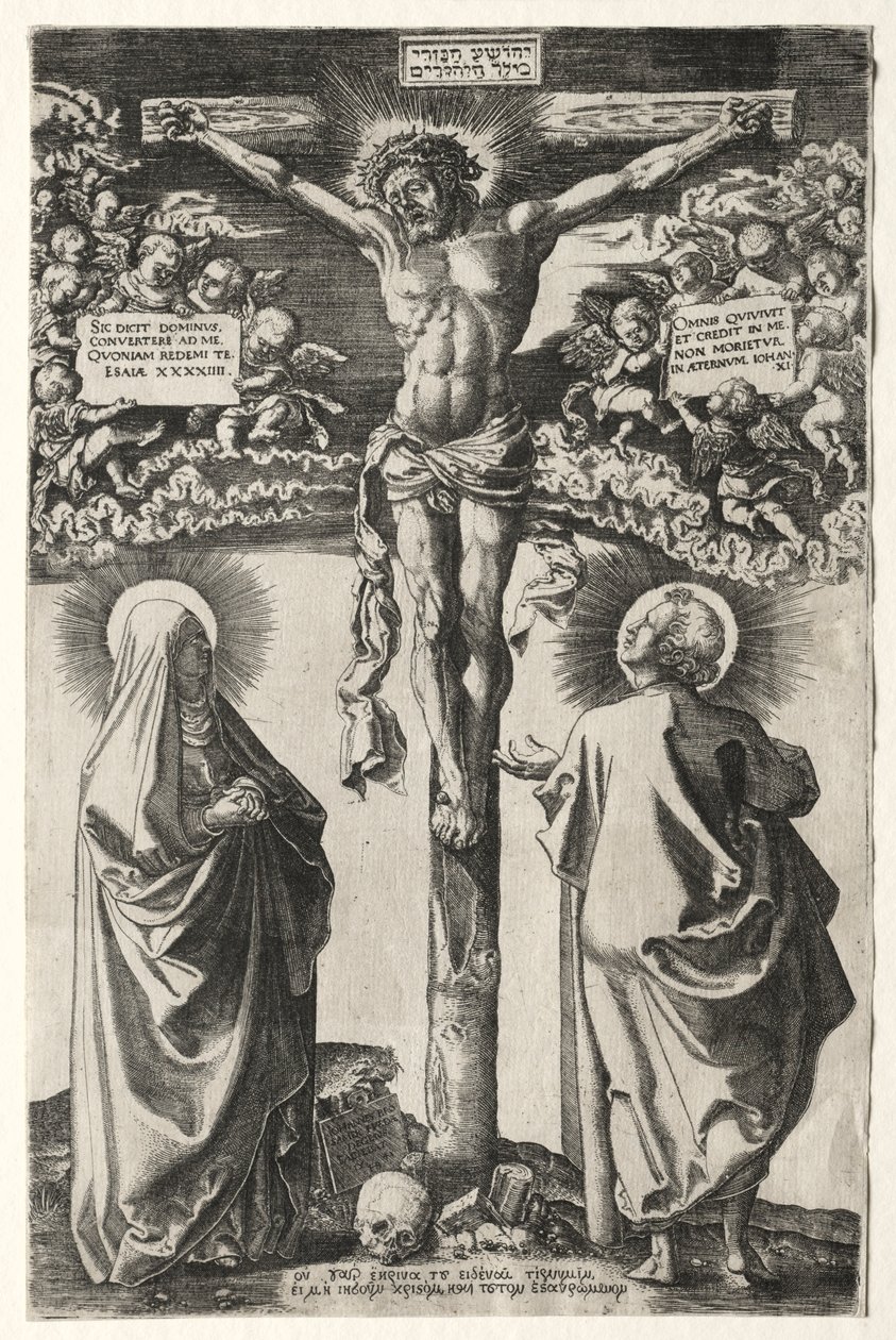 Krisztus a kereszten a szűz és Szent János között, 1542. alkotó: Hans Brosamer