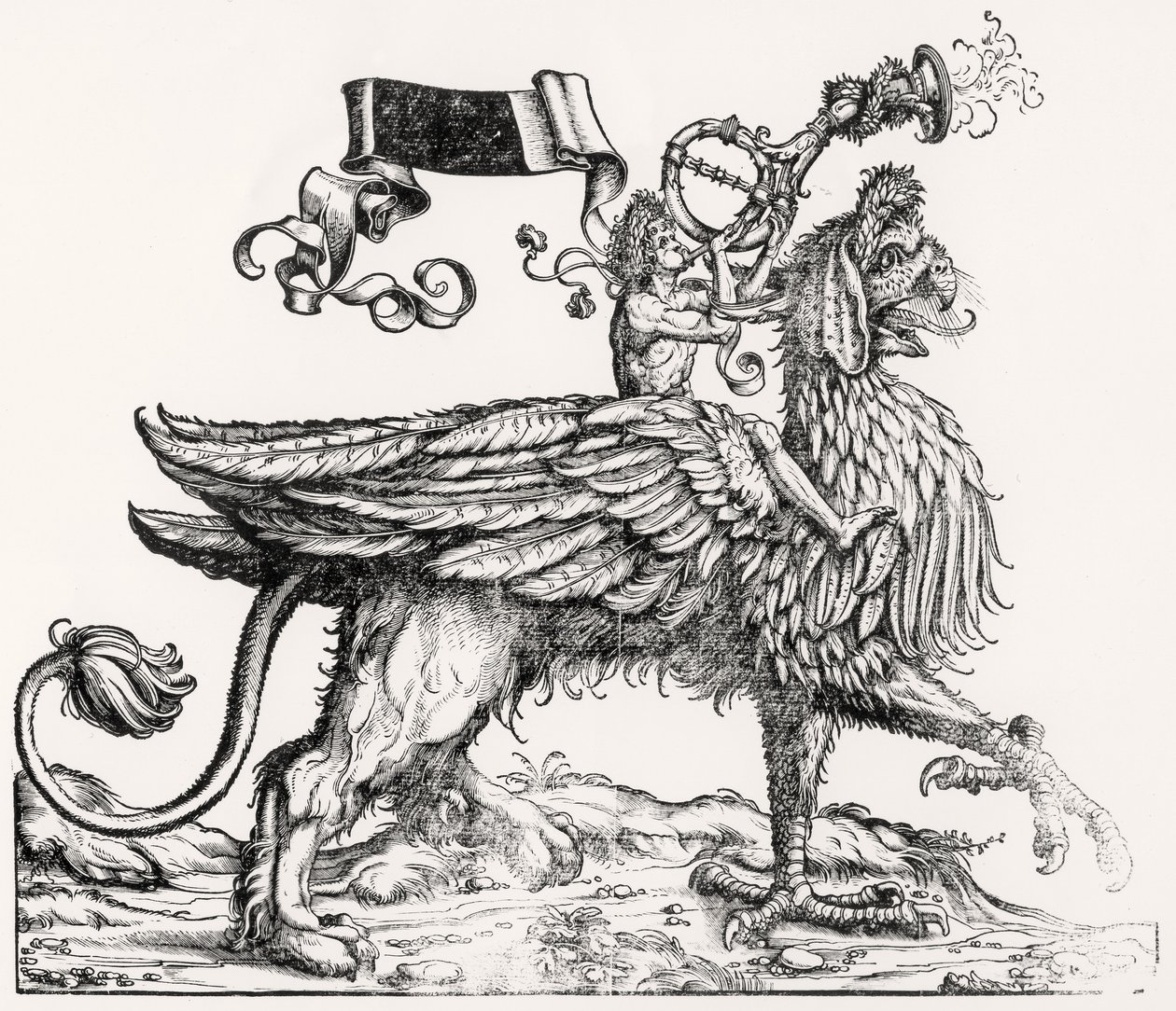 Egy lovas griff, Maximilians diadalmenetéből, 1516-1818 alkotó: Hans Burgkmair