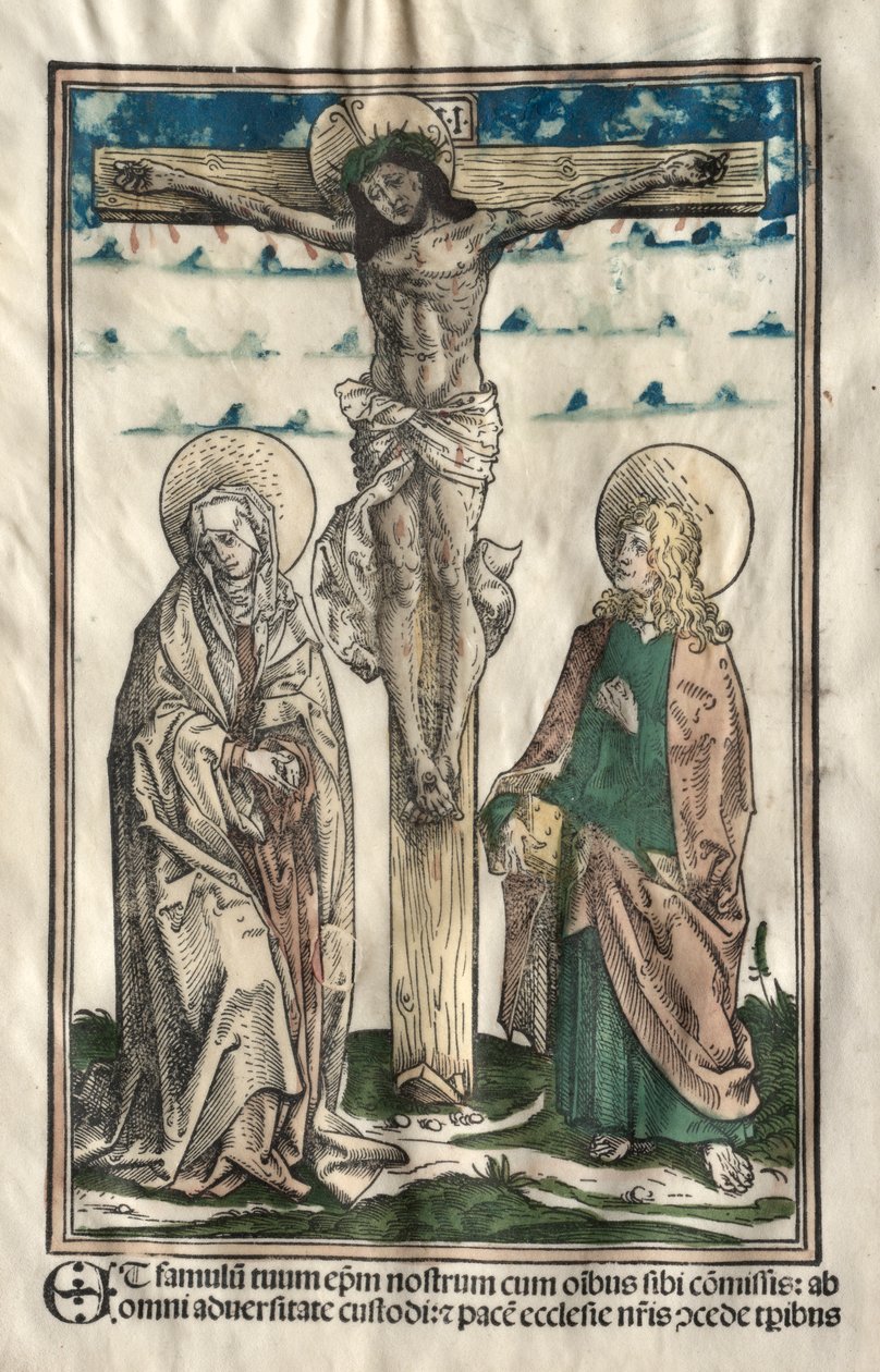 Krisztus a kereszten Mária és János között, 1502. alkotó: Hans Burgkmair