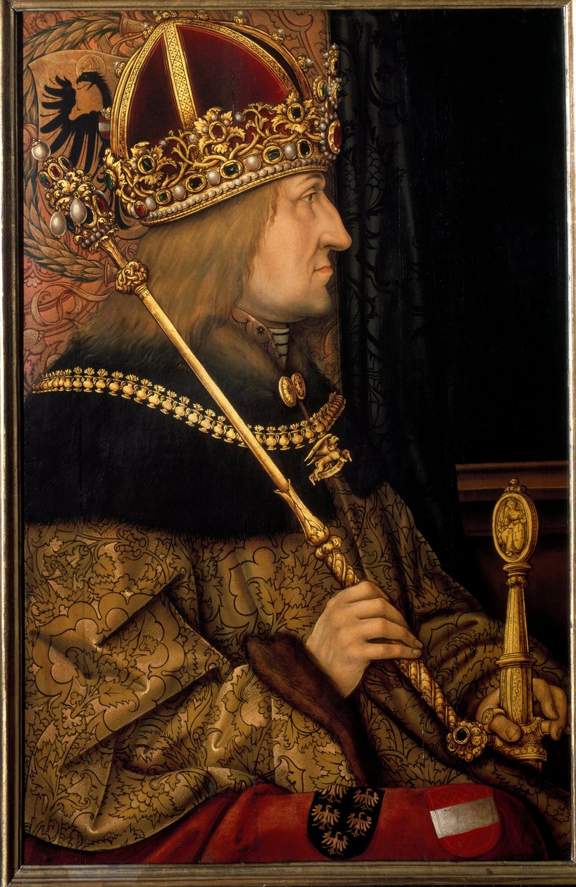 III. Frigyes, a békésnek nevezett római római császár portréja, egy 1468-as eredetiről (festmény) alkotó: Hans Burgkmair