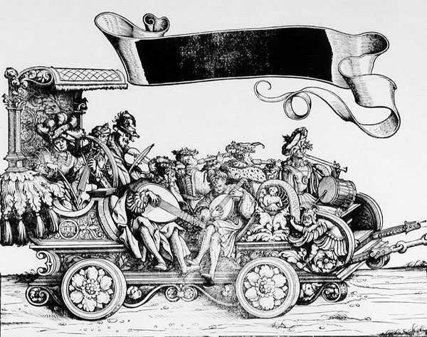 A zenei kíséret, Maximilians diadalmenetéből, 1516-18 alkotó: Hans Burgkmair