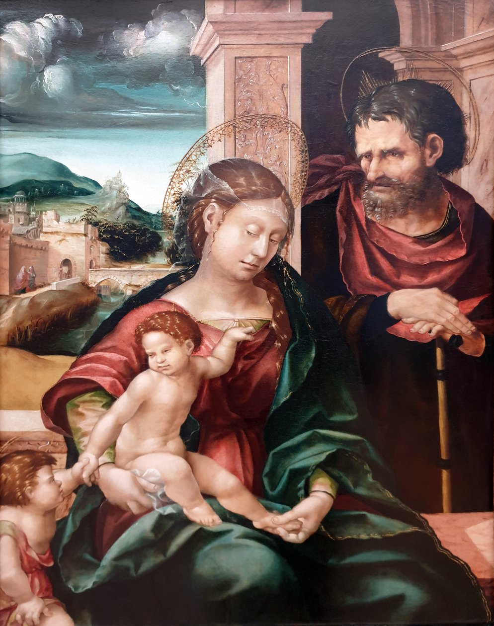 Német: Die Heilige Familie mit dem kleinen Johannes A Szent Család Keresztelő Szent Jánossal gyermekkorában alkotó: Hans Burgkmair the Elder