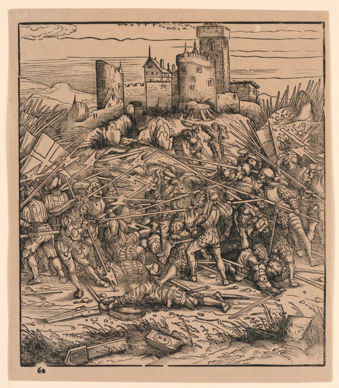 A Nauders-i csata a "Der Weisskunigból" alkotó: Hans Burgkmair the Elder