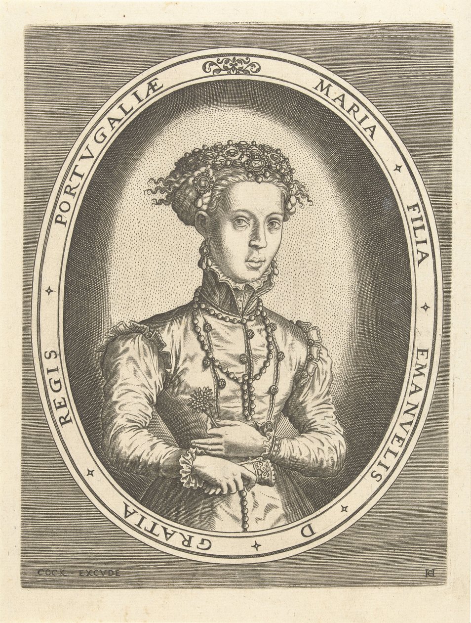 Mária portugál hercegnő portréja Európai királyi házak (sorozat címe) alkotó: Hans Collaert (I)