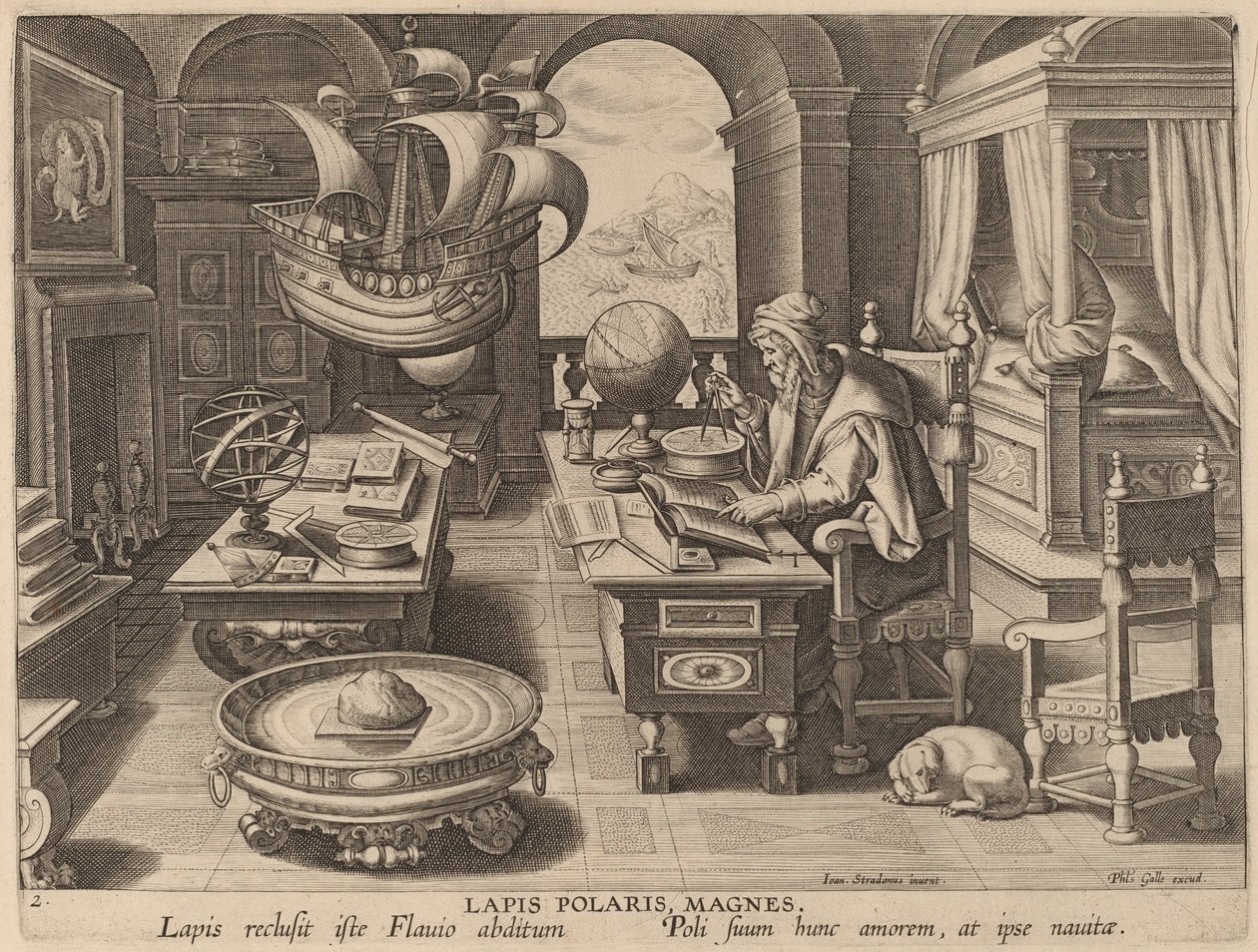 Lapis Polaris, Magnes (The Lodestone, The Magnet) alkotó: Hans Collaert the Younger after Jan van der Straet