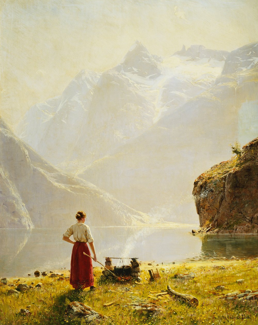 Egy nyári nap egy norvég fjordon alkotó: Hans Dahl