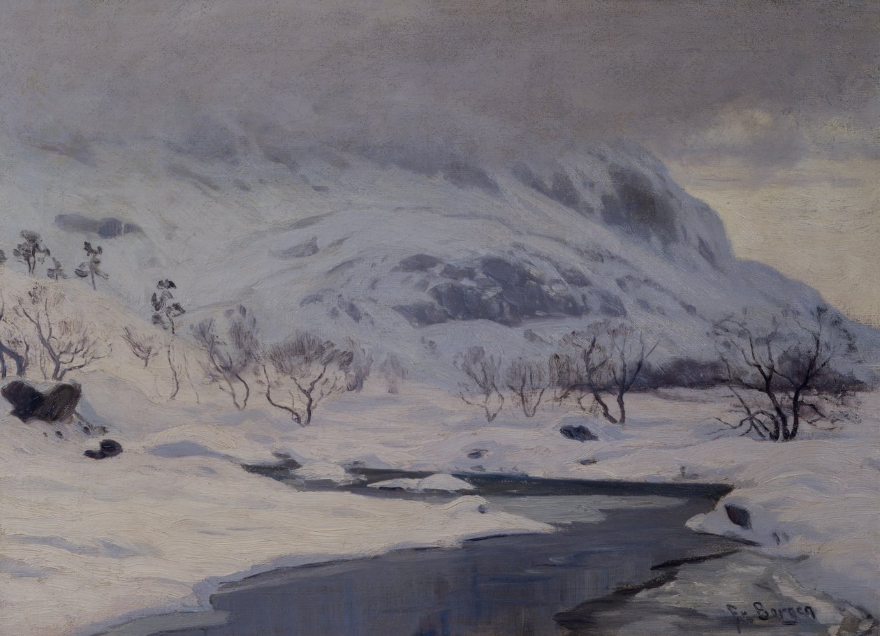 Hegyi táj, tél alkotó: Hans Fredrik Henriksen Borgen