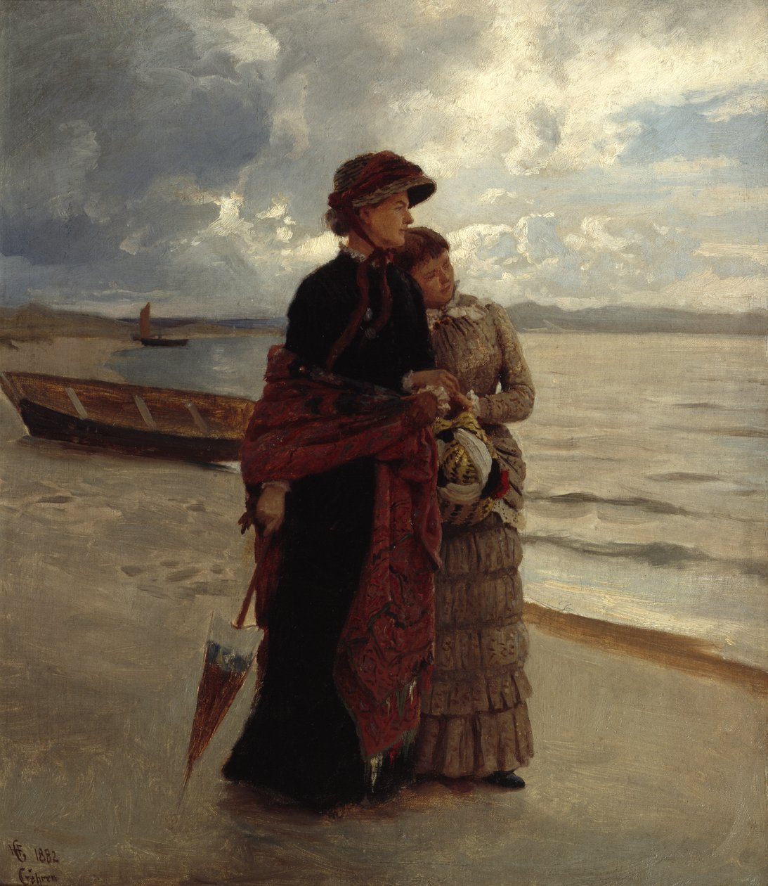 Séta a tengerparton, Rügen (olaj, vászon) alkotó: Hans Gude