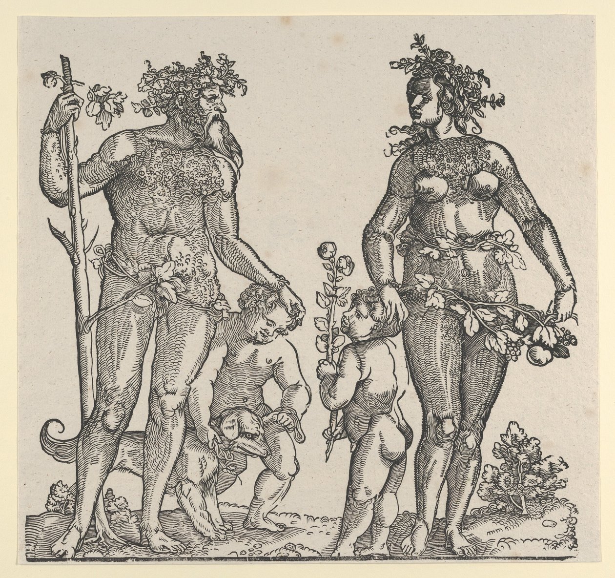 Vad ember és vad nő, 1545. alkotó: Hans Guldenmond