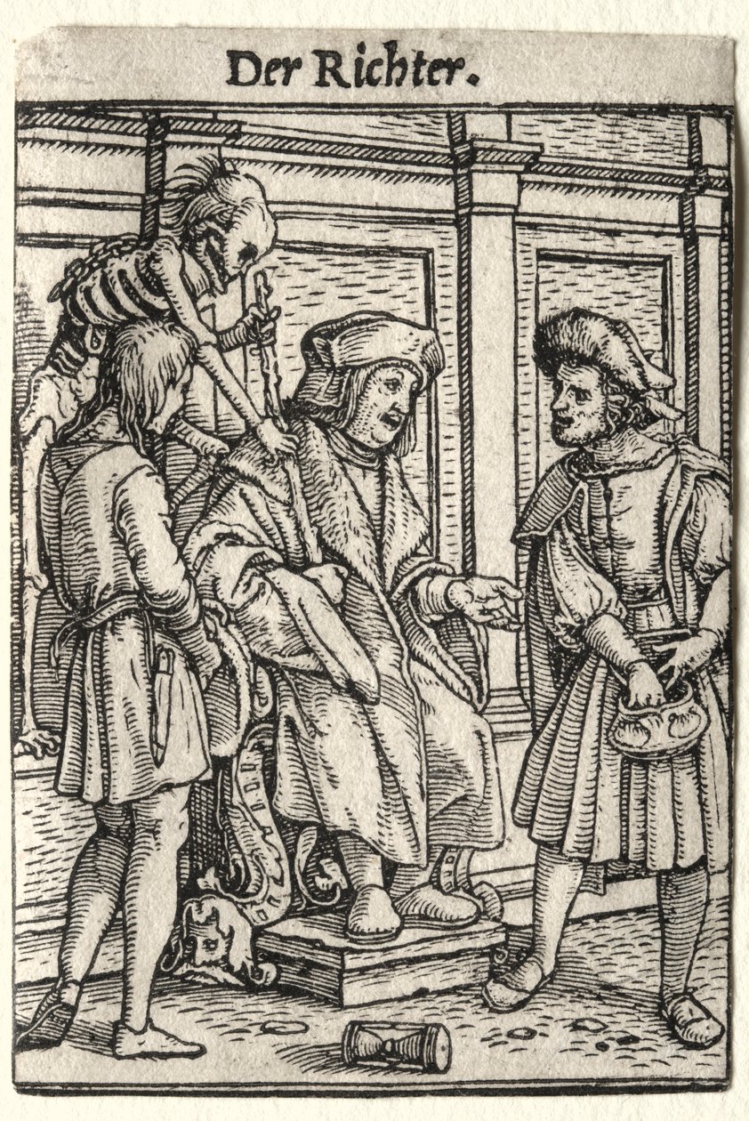 Haláltánc: A bíró. alkotó: Hans Holbein