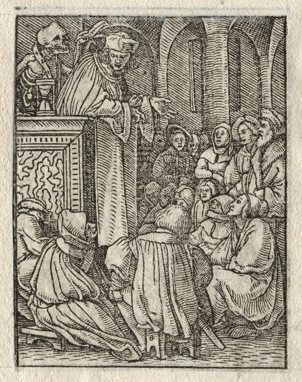 A haláltánc: A prédikátor; A pap alkotó: Hans Holbein