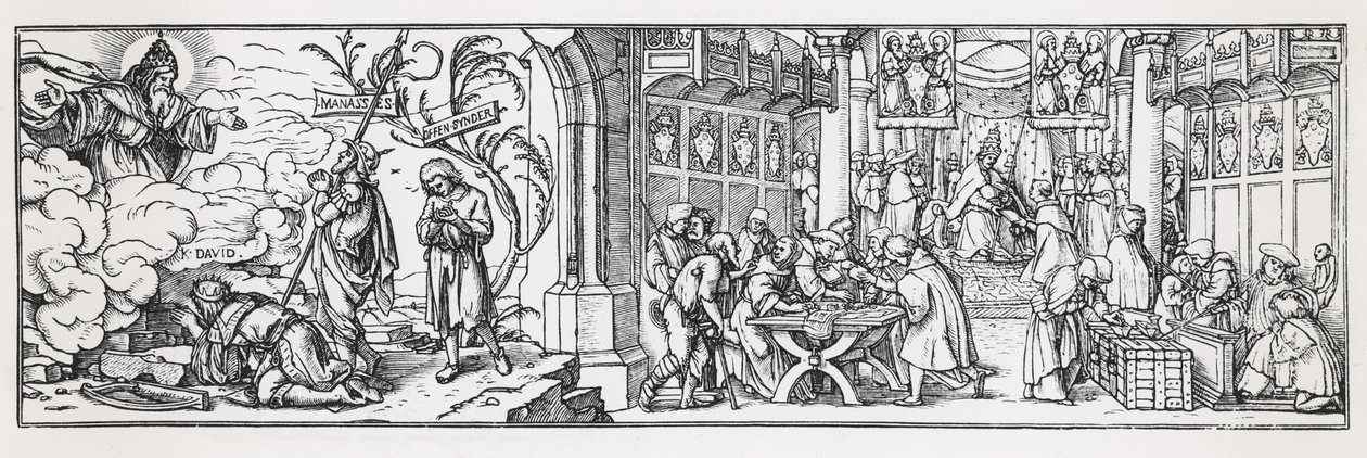 Katolikusellenes karikatúra, amely a pápa korrupcióját elítéli alkotó: Hans Holbein der Jüngere