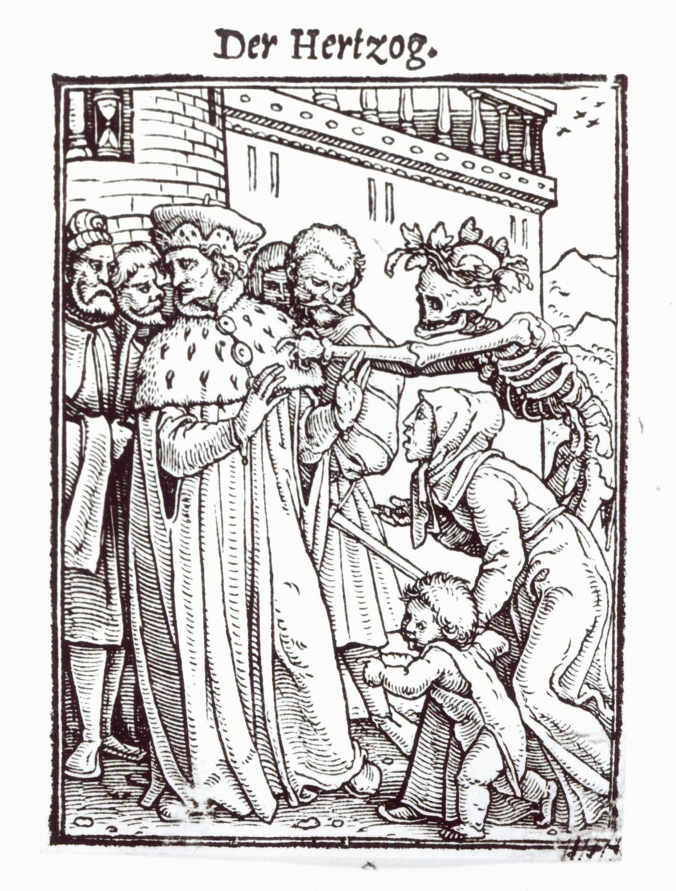 Halál és a herceg, a "Haláltánc"-ból, Hans Lutzelburger metszete, 1538 körül alkotó: Hans Holbein der Jüngere