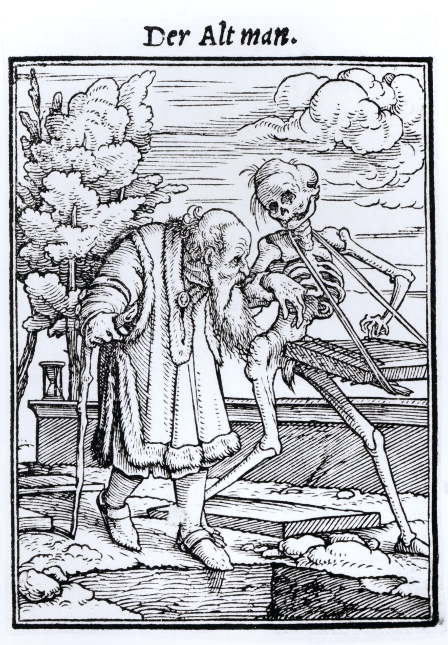 A Halál és az Öreg, a "Haláltánc"-ból, Hans Lutzelburger metszete, 1538 körül alkotó: Hans Holbein der Jüngere