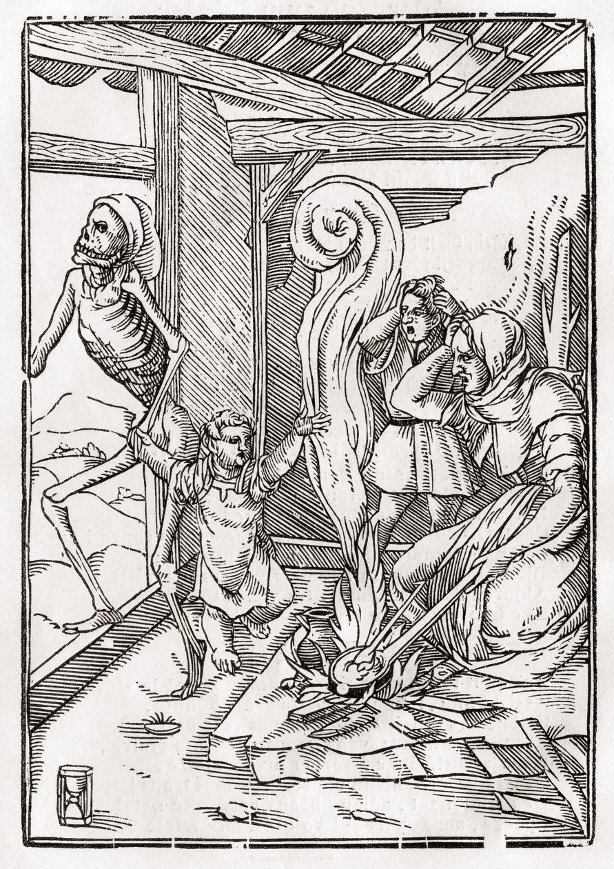 A halál jön a gyermekért, a „Der Todten Tanz”-ból, Bázel, 1843 alkotó: Hans Holbein der Jüngere